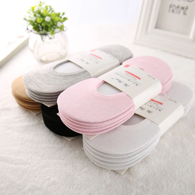 

5 pairs Invisible Womens Sock Slippers Woman Girls Slippers Socks Short cute Socks Non-Slip Invisible Boat Socks Summer Meias