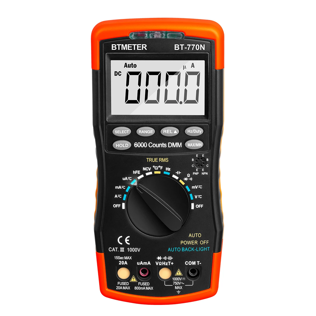 BTMETER BT-770N Digital Multimeter Auto/Manual Range Avometer Universal Meter 6000 Counts With Self-Locking Protection,NCV