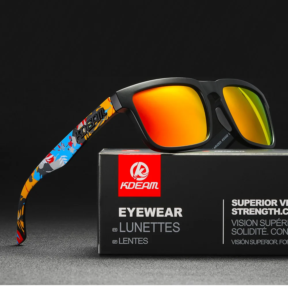 KDEAM männer Polarisierte Sonnenbrille Angeln Lebensstil Gespiegelt Farbe Blockieren Sonnenbrille Frauen Legende Platz Sonnenbrille Mit Box – Detail 31