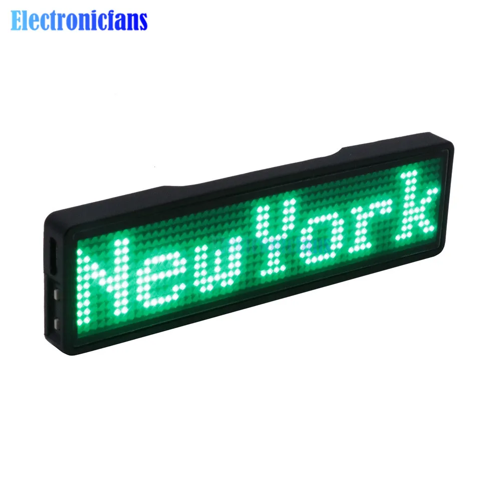 Mini LED Digital Display 4-Speed Adjustable Programmable Name Badge Scrolling Led Tag Sign Badge Module Connect to Bluetooth