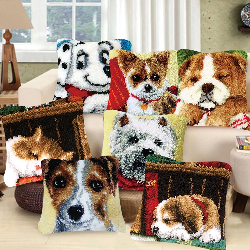 NUBECOM Animal Series Latch Hook Rug Kits, Unfinished Embroidery Material, Hand Knitted, Embroidered Pillow Latch Hook, Beginner