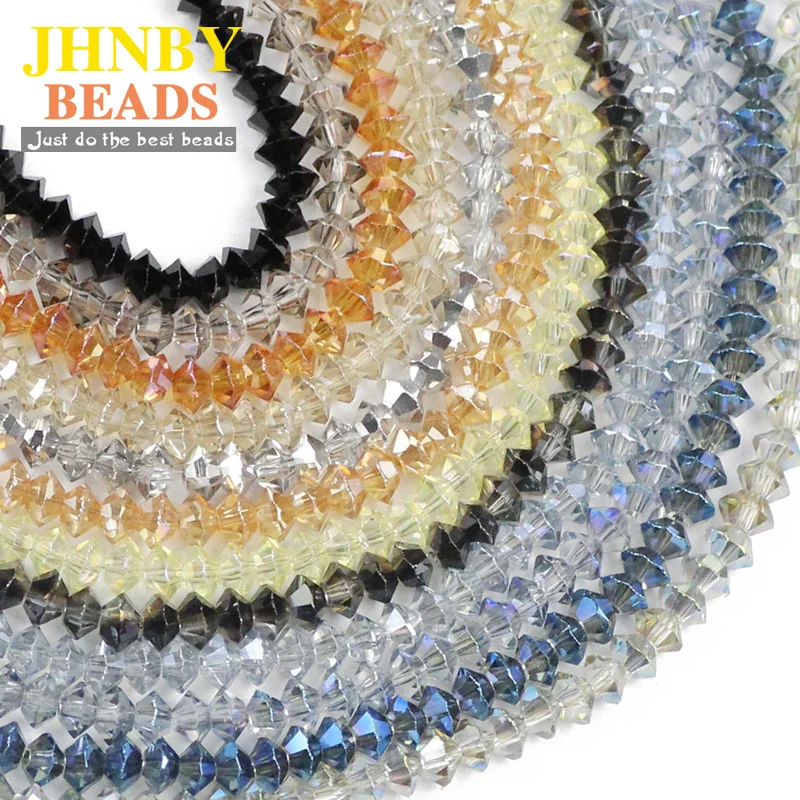 JHNBY spaceship shape Austrian crystal beads 4*6MM 100pcs AB color Double Bicone Loose beads for jewelry making bracelet DIY