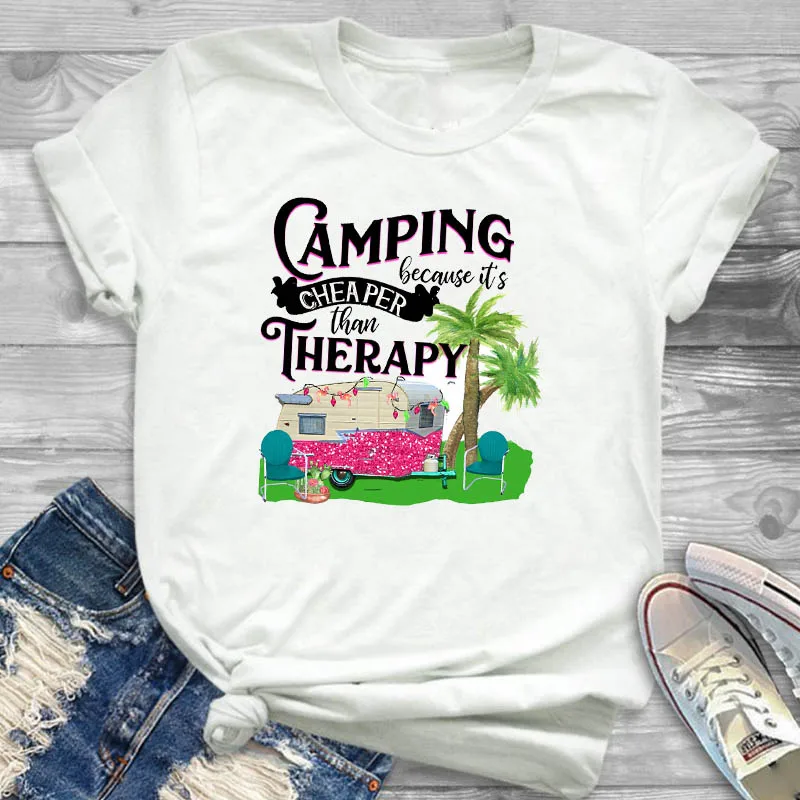 

2022 Women T Shirt Adventure Camping Travel Ladies Female Clothing Funny T-shirt Graphic Short Sleeve Printed Top Tshirt Female