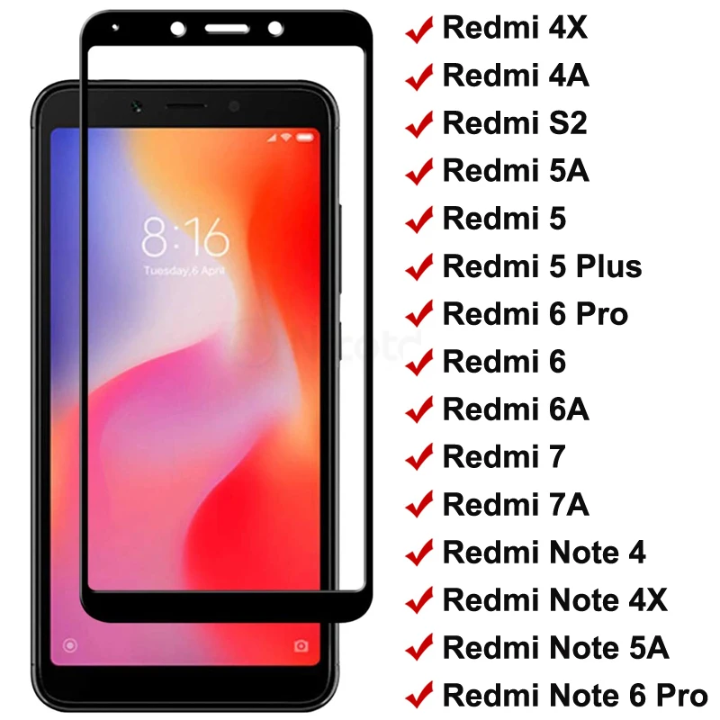 Vidrio Templado 9H para Xiaomi Redmi 6 6A 5 Plus 5 5A S2 4A 4X, Protector de pantalla, vidrio Protector de seguridad para Note 4 4X 5 5A 6 Pro