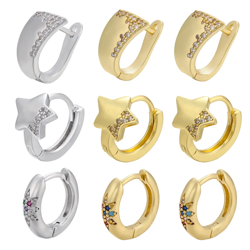 ZHUKOU 1 piece gold color ceative small hoop earrings for women 2020 trend CZ crystal fashion round earrings model:VE316