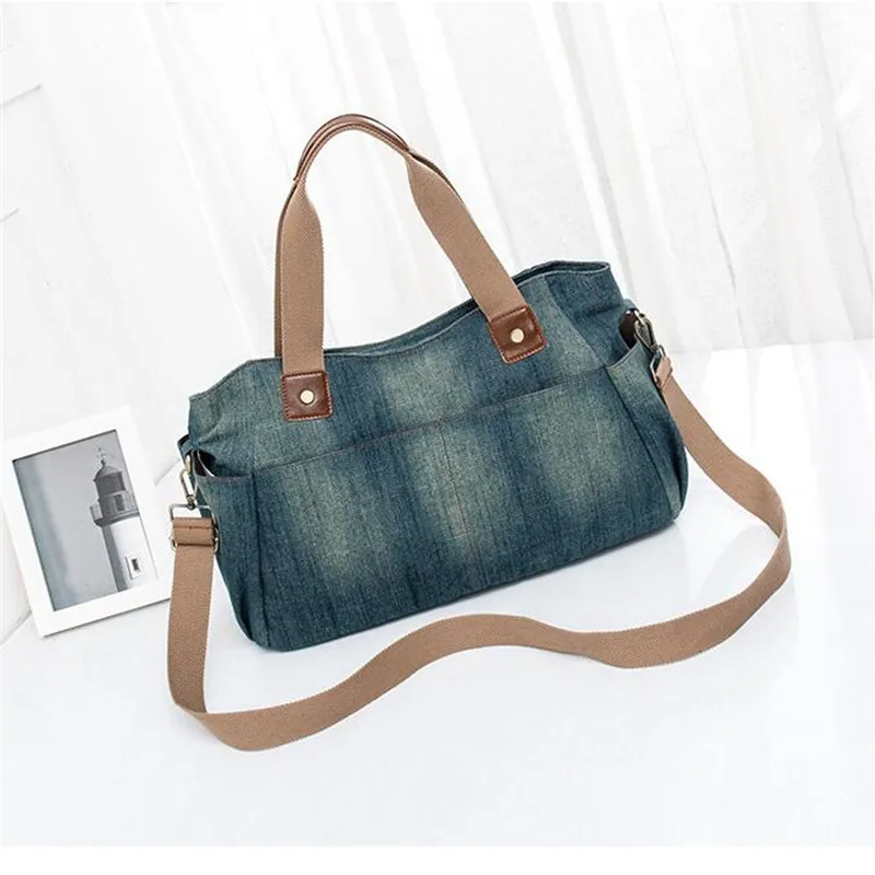 2023 New High Quality Women Denim Shoulder Bags Large Size Handbags For Women Casual Multi-functional Tote Drop Shipping