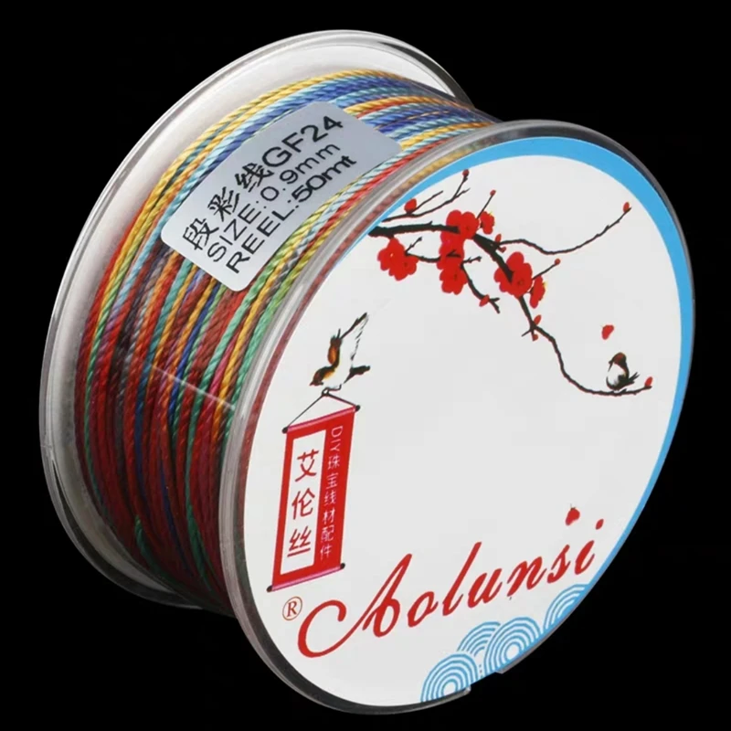 About 0.9mm thick Gradation dyeing strand Multicoloured line Cotton nylon line DIY Knit bracelet thread inelasticity cord
