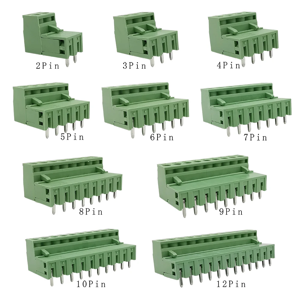 5/10Pairs 2EDG 5.08mm Pitch 2/3/4/5/6/7/8/9/10/12Pin PCB Screw Terminal Block Connector Right Angle Plug-in Socket