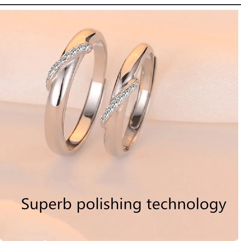 Koreaanse Versie Van Creative Accessoires S925 Sterling Zilver Ingelegd Aaa Zirkoon Paar Ring Mannen En Vrouwen Een Paar Mode