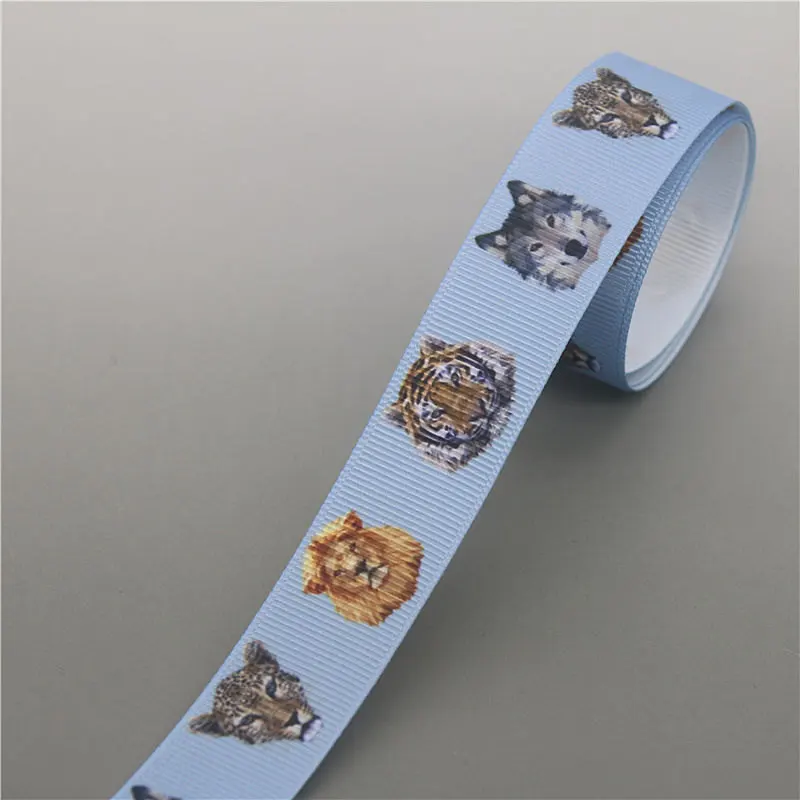DHK 5yards wolf elephant animals Printed Grosgrain Ribbon Accessory Hairbow Headwear Decoration DIY Wholesale OEM C1737