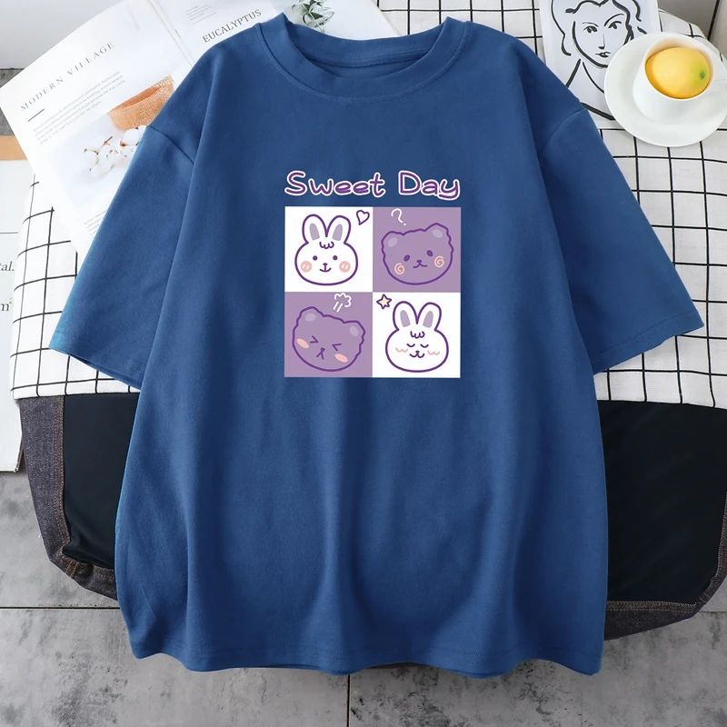 Plus Size 6XL 150KG Summer Sweet T Shirt Short Sleeve O Neck Lady Tops T Shirt Womens Cartoon Printed Female Tees