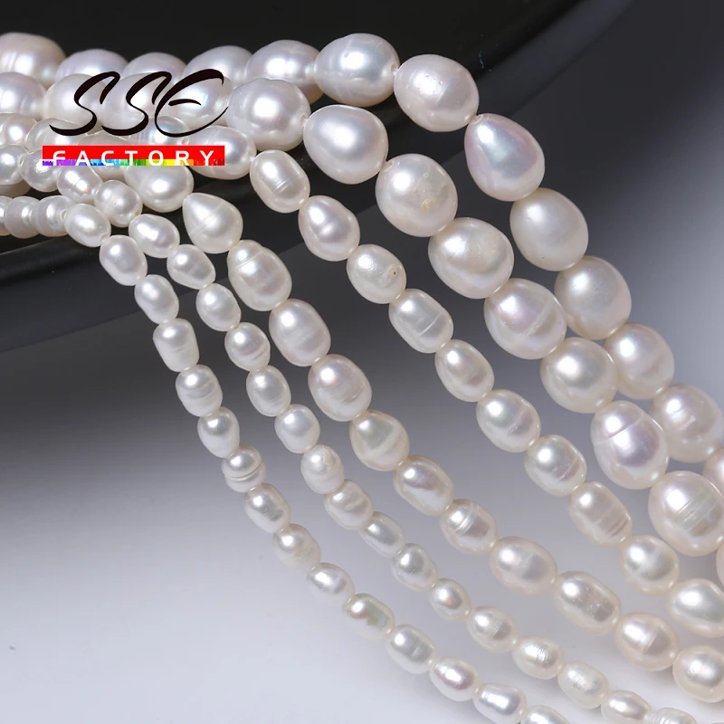 100% Natural Freshwater Pearl Beads Punch Loose Beads Rice Shape Paerl Beads For DIY Women Necklace Bracelets Jewelry Making 15