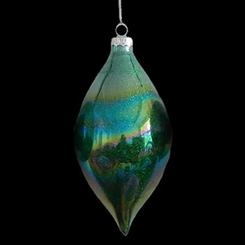 

8pcs/pack 8*16cm Middle Size Inner Green Powder Cone Shaped Glass Pendant Christmas Tree Hanging Ornament Handmade Festival