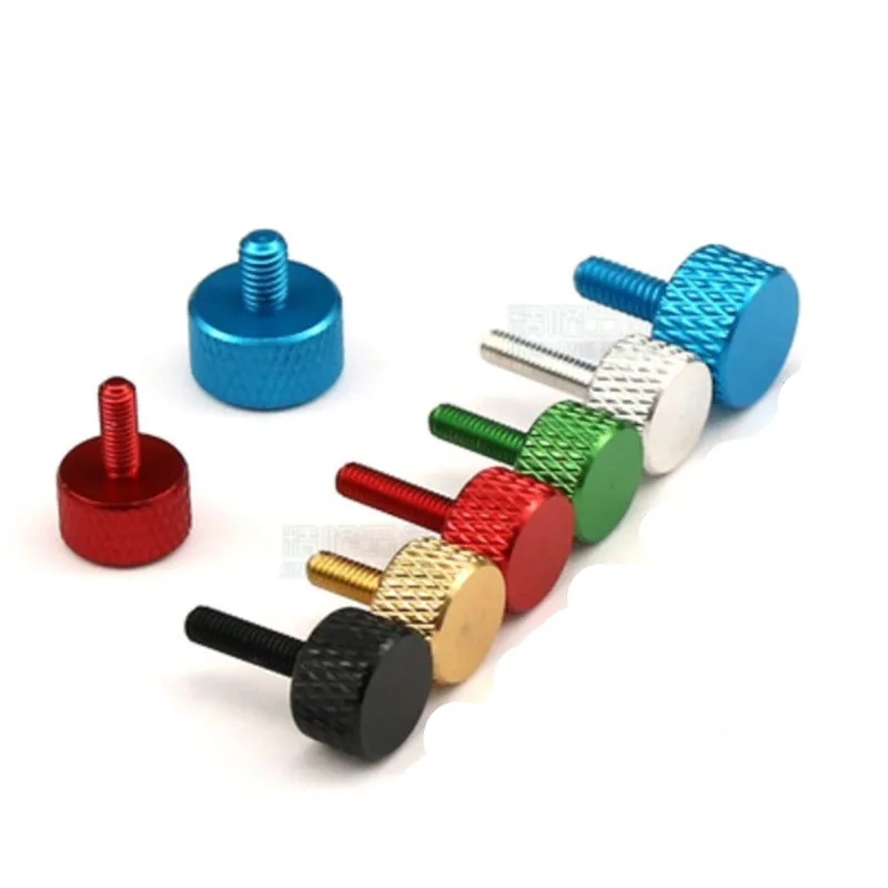 5-10pcs/lot M3 M4 m5 m6*6/8/10/12/16/20 colourful aluminum knurled hand tighten thumb screw