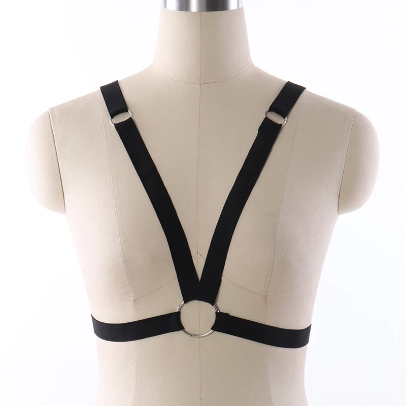 

BONDAGE STRAPPY Strap Crop Top Open Chest Bra Ring Lingerie Harajuku Body Harness Pastel Goth Sexy Body Cage Harness Bra