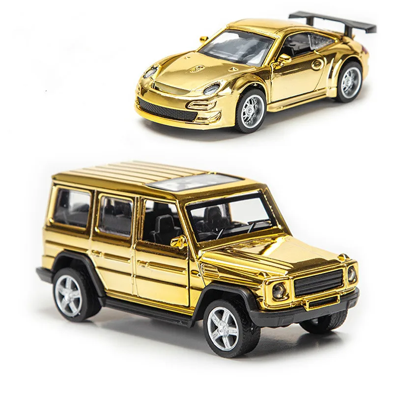 1/32 Racing Car Alloy Model Rare Pull Back Golden Car Model For Boy Birthday Gift Christmas Kids Toy Vehicles Collection Gifts