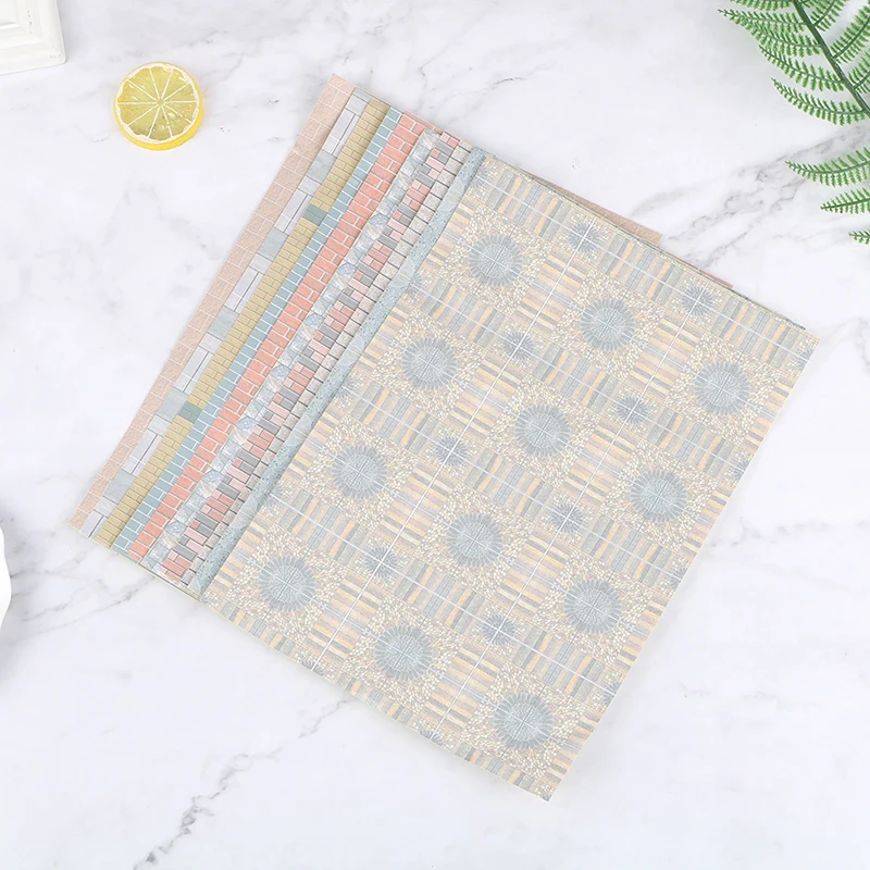 1:12 DIY ドールハウスシンプル赤レンガタイル小石キッチンダイニングルームバスルームリビングルームの床壁紙ドールハウスの装飾