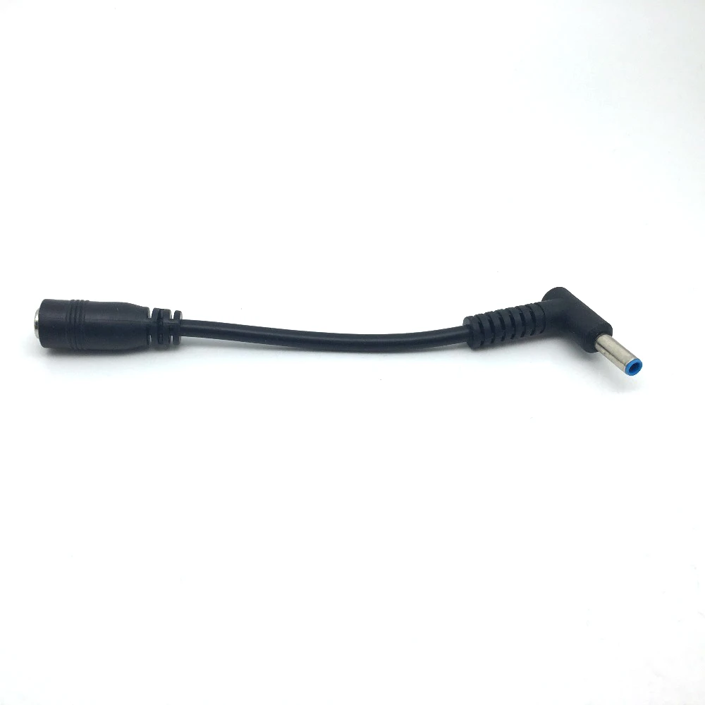 1Pc Laptop Adapter 5.5*2.1mm To 4.5*3.0mm DC Power Charger Converter Plug Adapter Right Angle Cable For HP Dell Blue Tips Black