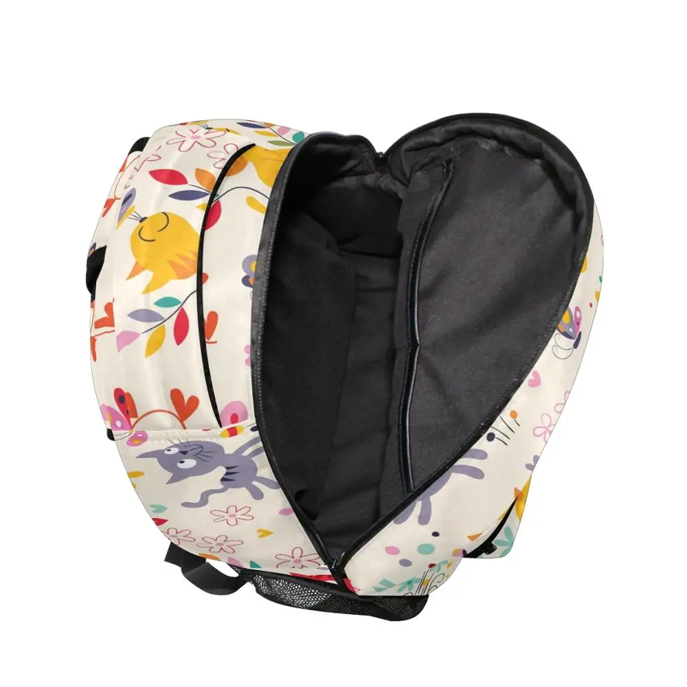 Alaza sacos de escola para meninas menino dos desenhos animados animais gato mochilas crianças saco grande capacidade sacos de fim de semana feminino