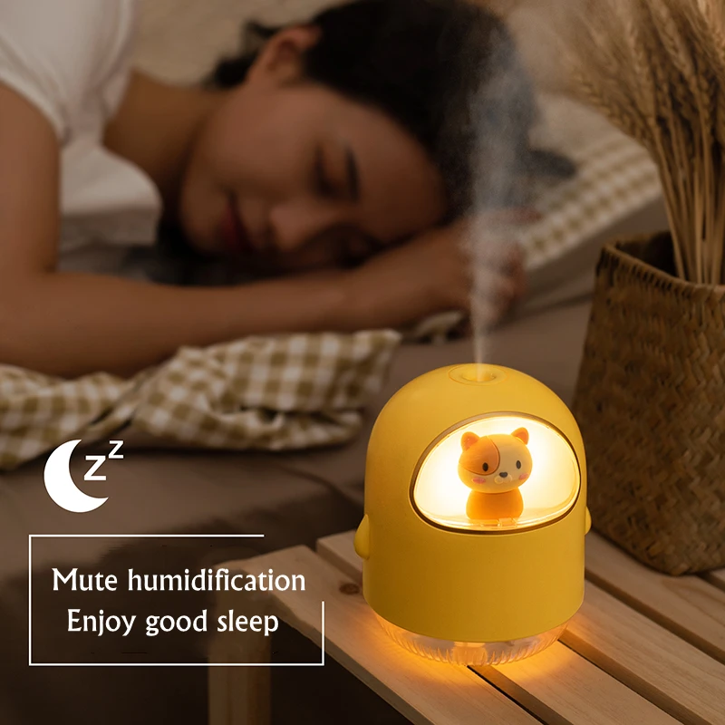 Cute Cartoon Kitty USB Air Humidifier Ultrasonic Cool Mist Maker Fogger Colorful LED Light Mini Portable Car Humidifier 320ML