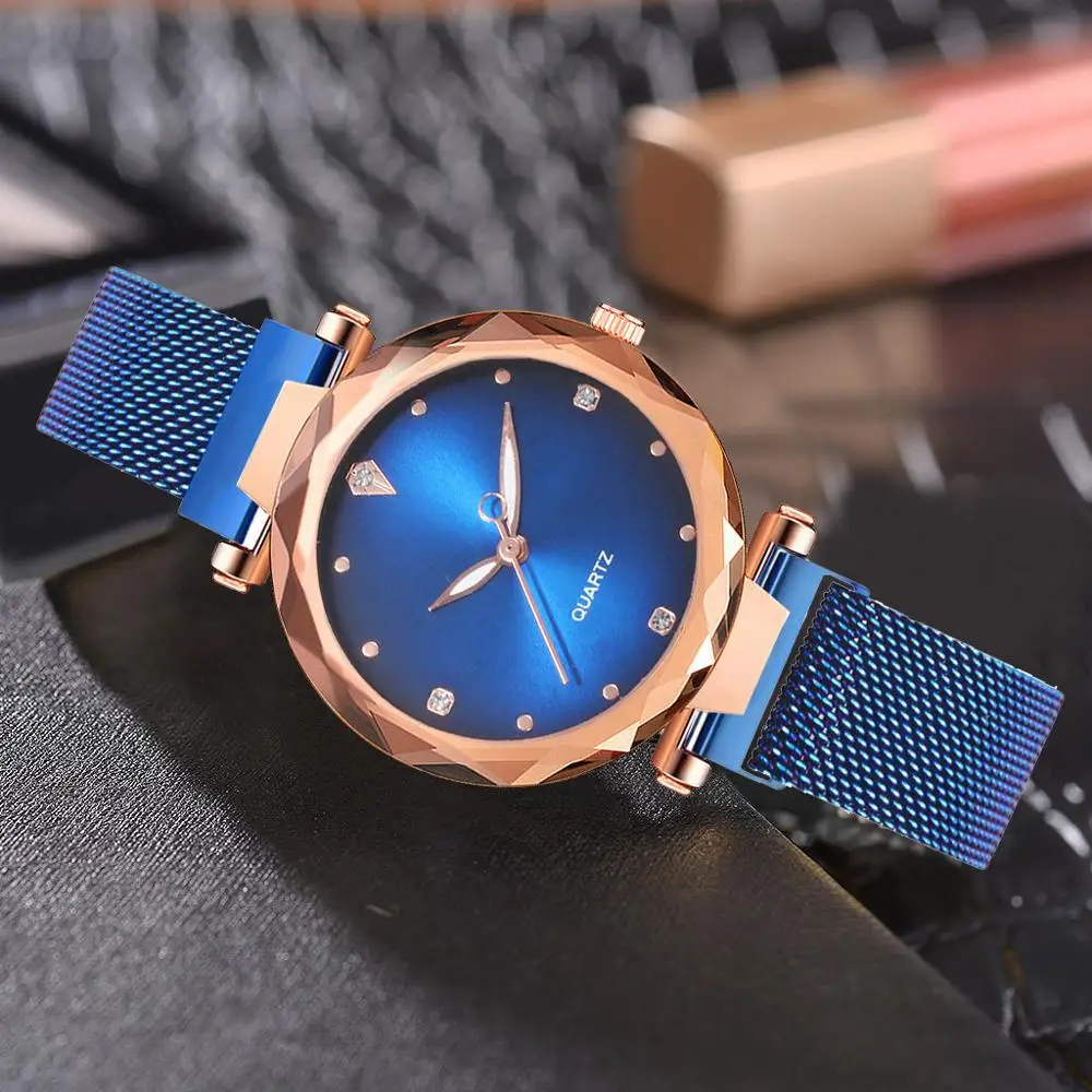 Fashion Magnetic Women's Watches Mesh Steel Band Ladies Watch Women Luxury Diamond Watch relogio feminno clock reloj mujer