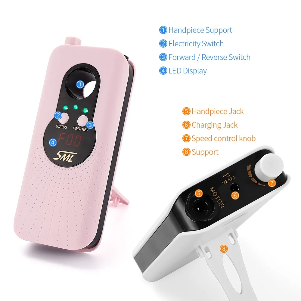 35000RPM เครื่องเจาะเล็บแบบพกพา Pedicure Strong ขัดไฟฟ้าสำหรับเล็บเครื่องมือเล็บ