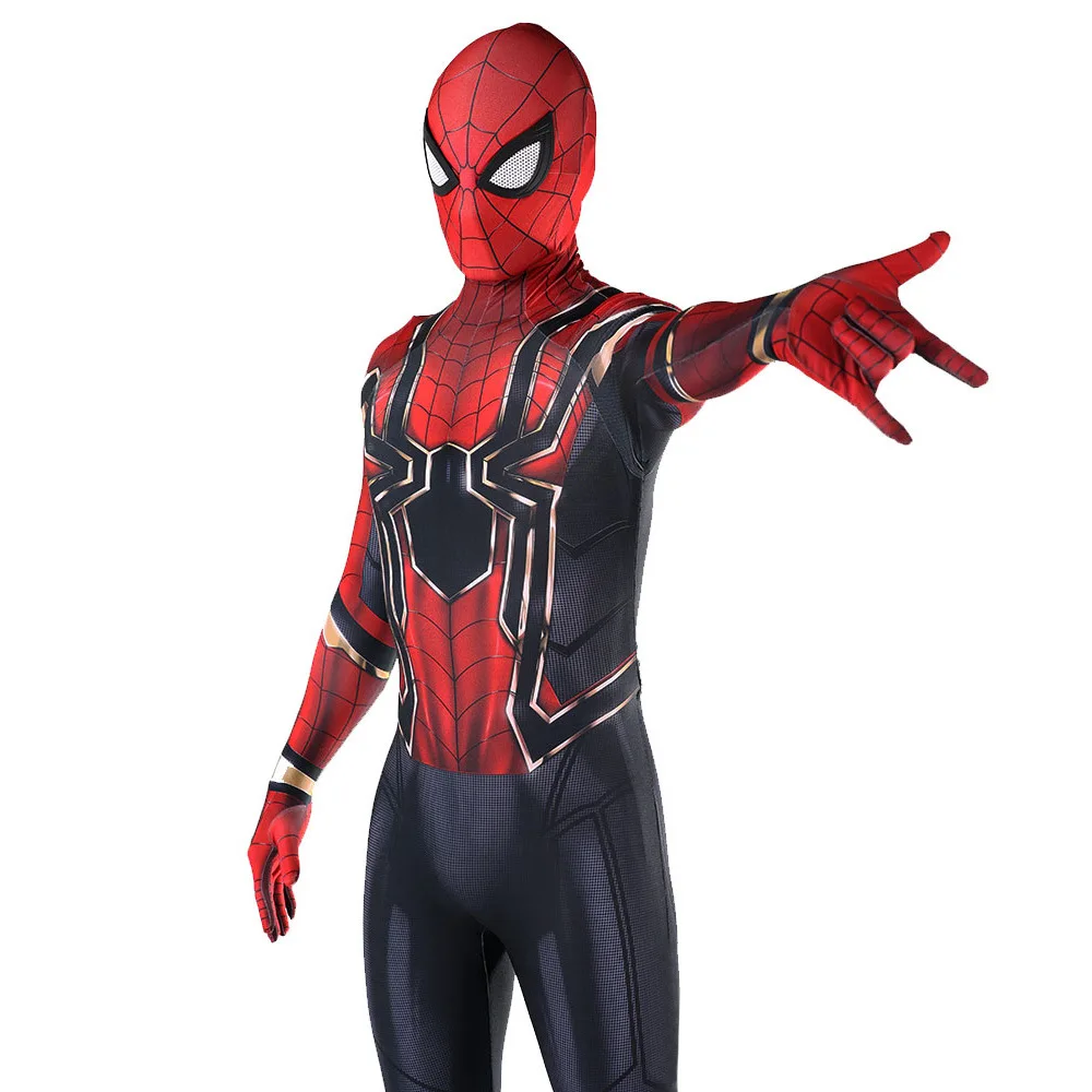 Iron Spiderman Costume Cosplay 3D Stampato Spandex Casa Vendo Spidey Supereroe Costume di Halloween Tute Tuta Per Adulti/Bambini