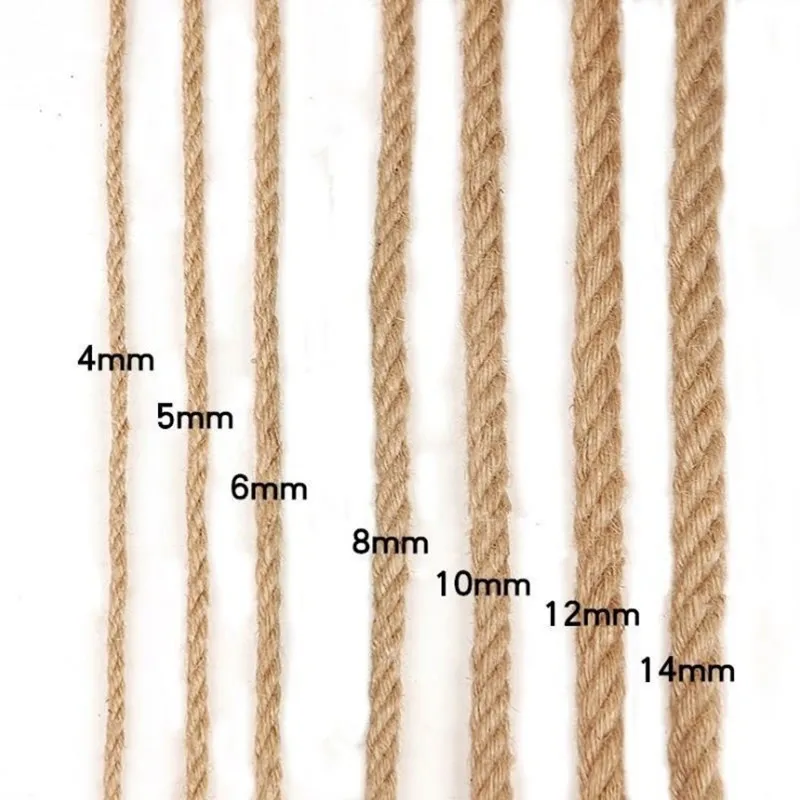 1-20mm juta liny konopne DIY wysokiej jakości pasek na rękę naturalna dekoracja rzemieślnicza Tag liny wiązanej juty rolki 10m 100m 200m DIY