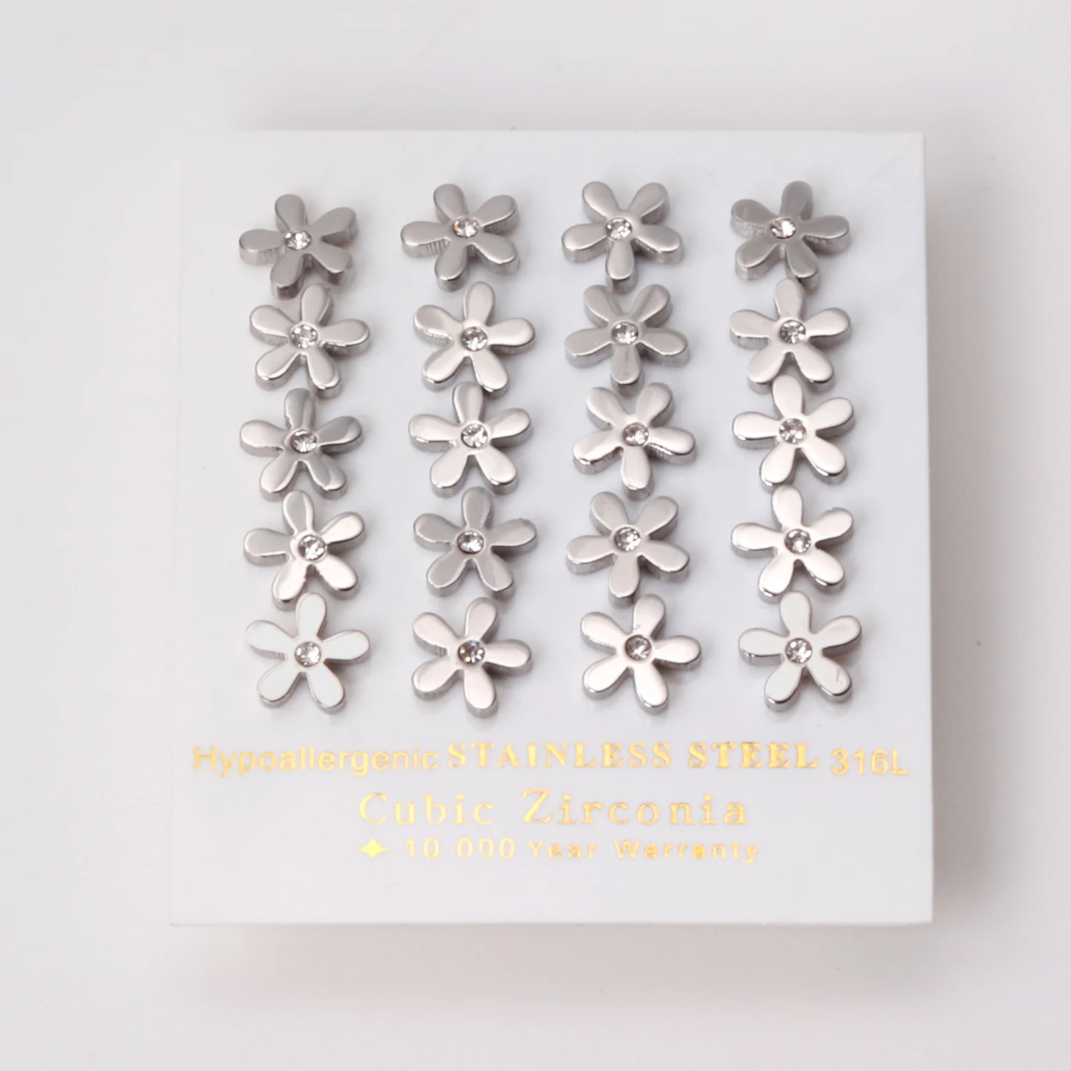 10 Pairs Women 2020 Earring Fashion Jewelry Gold Silver Color Flower Stud Earrings korean fashion Wholesale Accessories