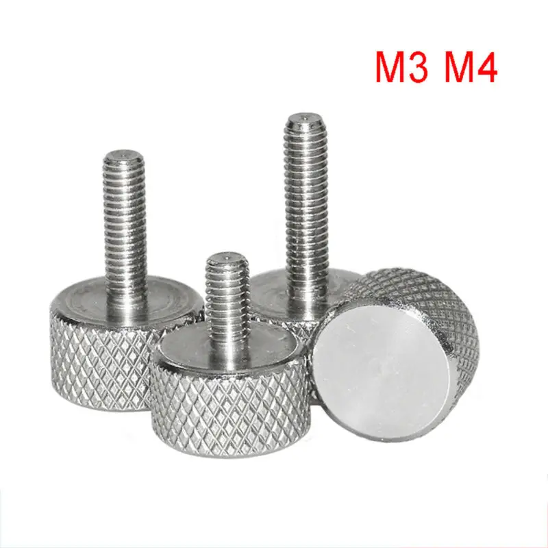 

1Pcs Stainless Steel M3 M4 Cylinder Head Knurled Thumb Screws Hand Tighten Adjust Computer Bolts