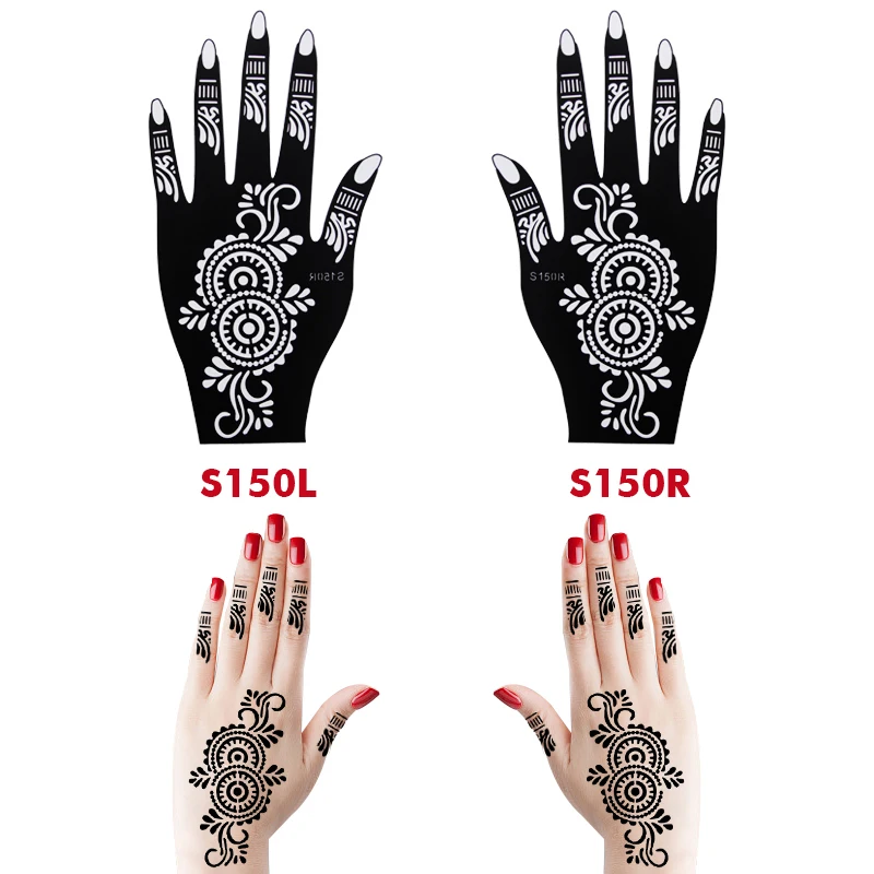 10PCS Self-Adhesive Reusable Henna Tattoo Stencils,Mehndi Indian Temporary Hand Tattoos For Body Art Painting 5 Pairs
