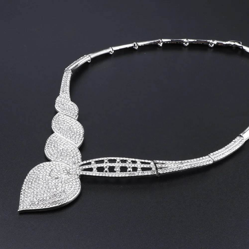 CYNTHIA Dubai African Silver Color Jewelry Sets For Women Bridal Gifts Necklace Earrings Bracelet Ring Set Italy Crystal Gifts 