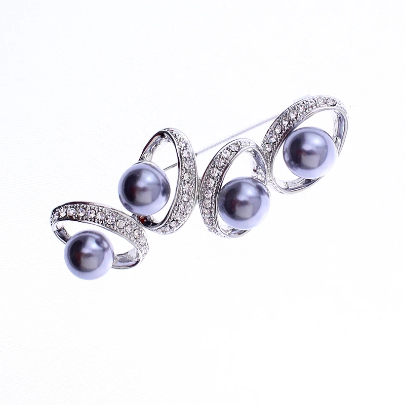 TANGTANG New Brooch For Women Simulated Grey Pearl Brooch Silver Colour Brooches Unique Jewelry Gift Female Ornament Accessories