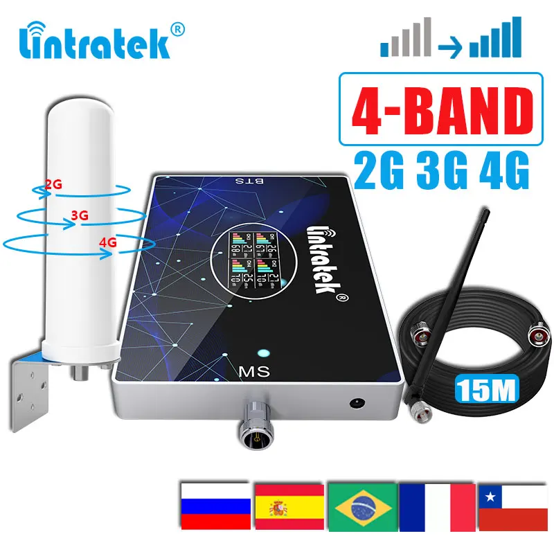 lintratek LTE 4G 700 B28 900 1800 2100 Cellular Signal Booster Amplifier GSM 2G 3G 4G Repeater UMTS 2600 B7 WCDMA CDMA B5 voice