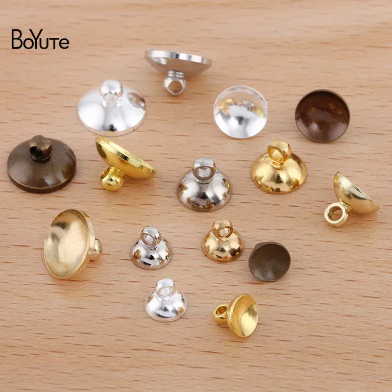 BoYuTe (100 Pieces/Lot) 6-8-10MM Metal Brass Bead Caps End Stopper Clasp Diy Handmade Jewelry Making Materials