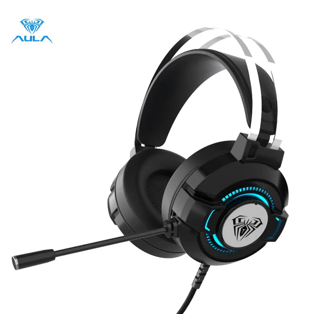 

AULA S602 Wired Gaming Headset Bass Stereo Earphones RGB Light Game Headphones Noise Cancelling with Mic for Desktop Computer PC