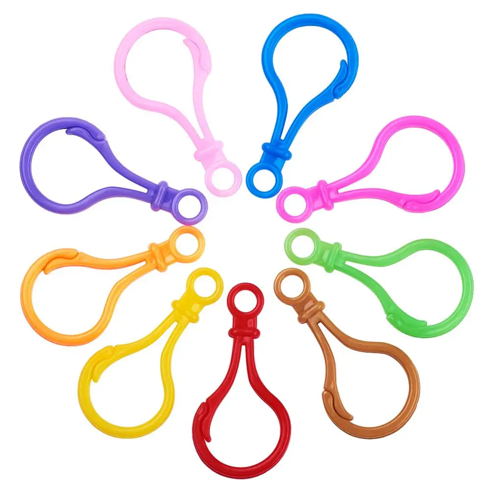 

100pcs Mixed Color Plastic Bulb Shaped Lobster Trigger Clasps Bag Ring Hook Keychain Lobster Clasp Buckle DIY Jewelry Making