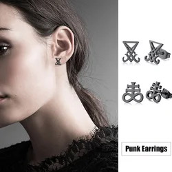 Cross Leviathan Punk Earrings for Women Stainless Steel Stud Earrings