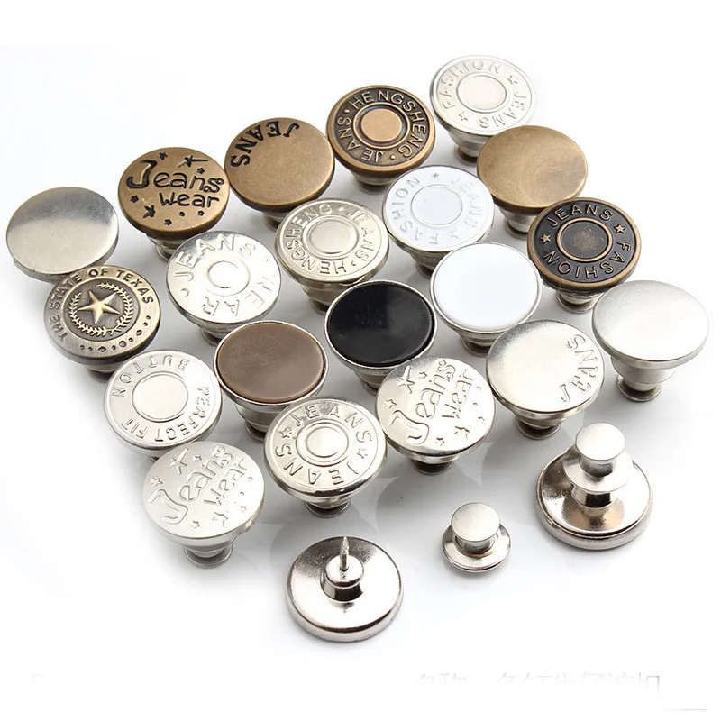 2PCs Snap Fastener Metal Buttons Jeans Waist Buttons Perfect Fit Adjust Self Free Nail Twist No Seam Sewing Buttons Wholesale