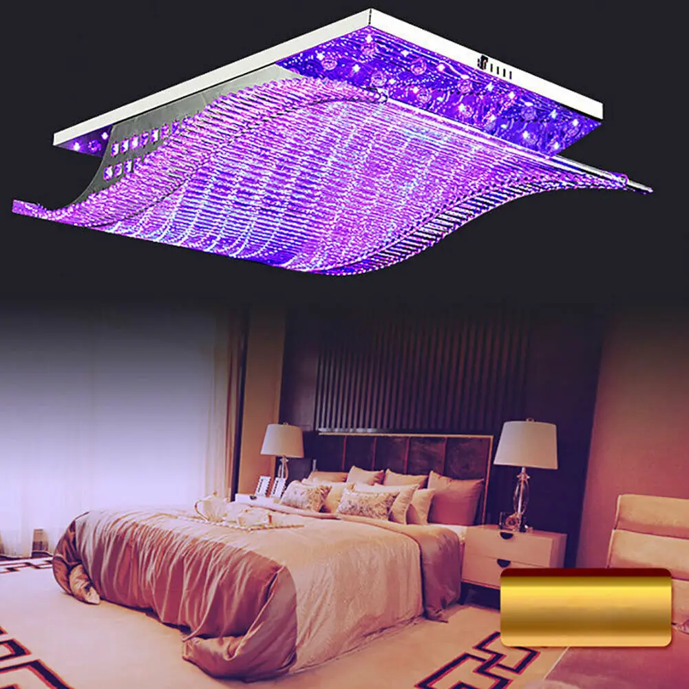 Imagem -05 - Oukaning Moderno Led k9 de Cristal Luz Teto Mudanças Cor s Onda Flush Monte Lustre Lâmpada Pingente Controle Remoto para Casa