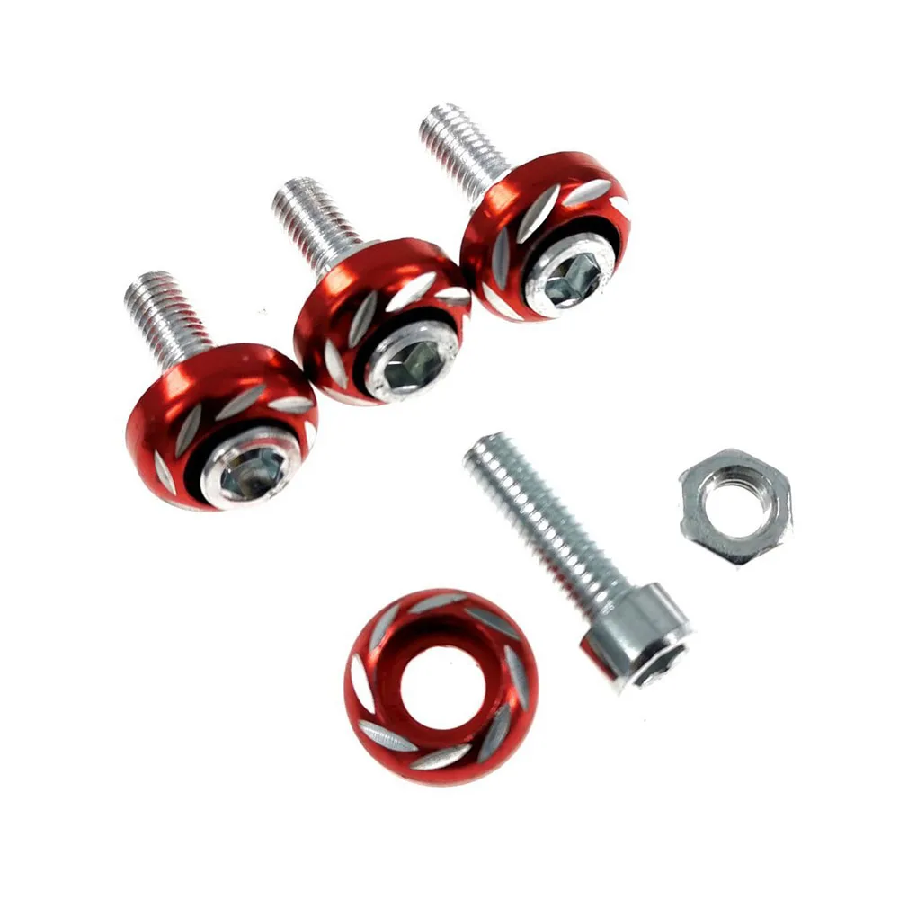 Universal 4pcs Thread License Plate Frame Bolts Screws For Car Truck red License plate screws