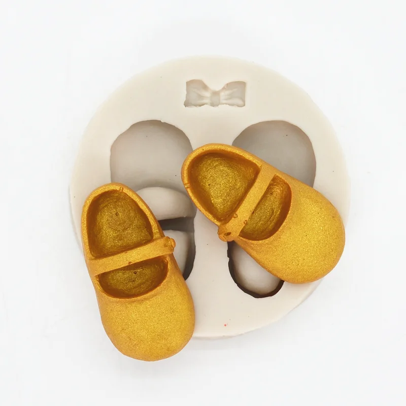 Baby Shoes Bow Silicone Mold Kitchen Resin Baking Tool DIY Cake Pastry Fondant Moulds Chocolate Dessert Lace Decoration Supplies