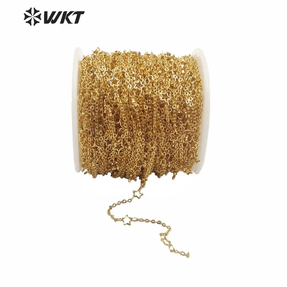 

WT-BC141 Luxury O-chain Clip Star Connect Gold Plated Brass Chain For Custom Women Neckalce And Bracelet 10 Meter A lot