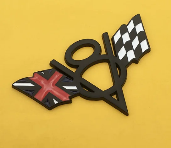 Black 3D Metal Car V8 Vintage The Union Jack UK Flag Emblems Badge Decal Sticker
