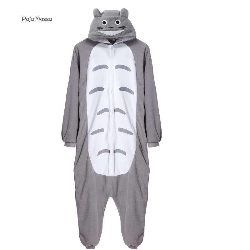 Pijamas de cosplay kigurumi, pijamas adultos de lã anmal onsie totoro femininos, macacão de desenho animado para natal