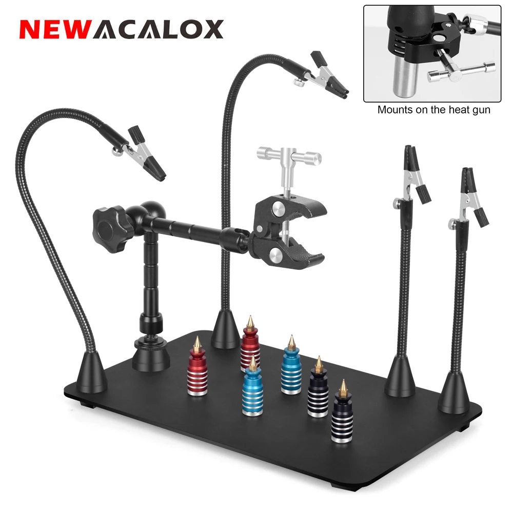 NEWACALOX Strong Magnetic Base PCB Holder Third Hand Tool Welding Repair Tool Soldering Stand Heat Gun Bracket Helping Hands