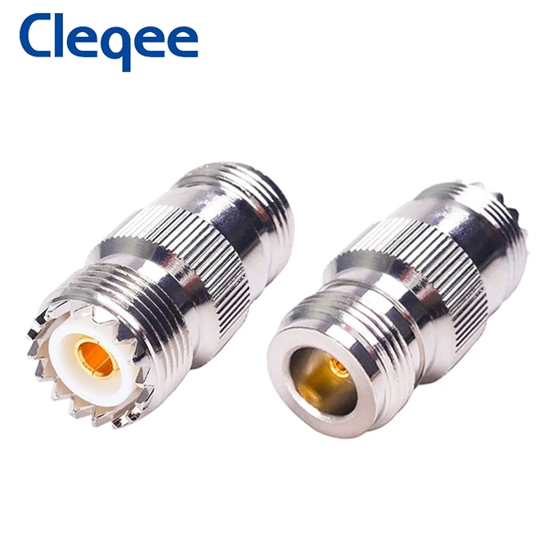 Cleqee 1PC N Type Female to UHF SO239 PL-259 Female Adapter RF Coaxial Connector