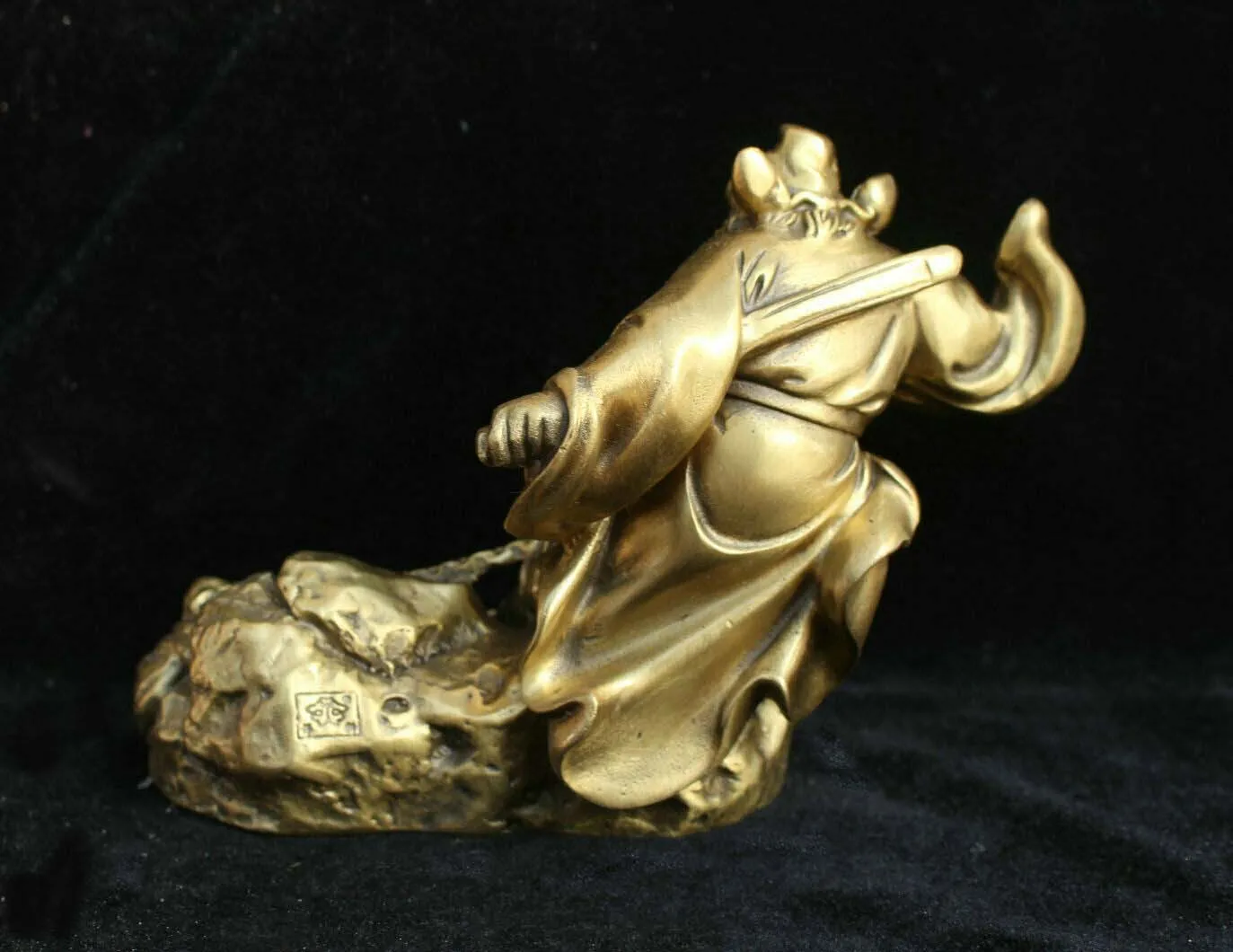 Chinese Folk Brass Taoism Zhong Kui Zhongkui God Hold Sword Catch Ghost Statue