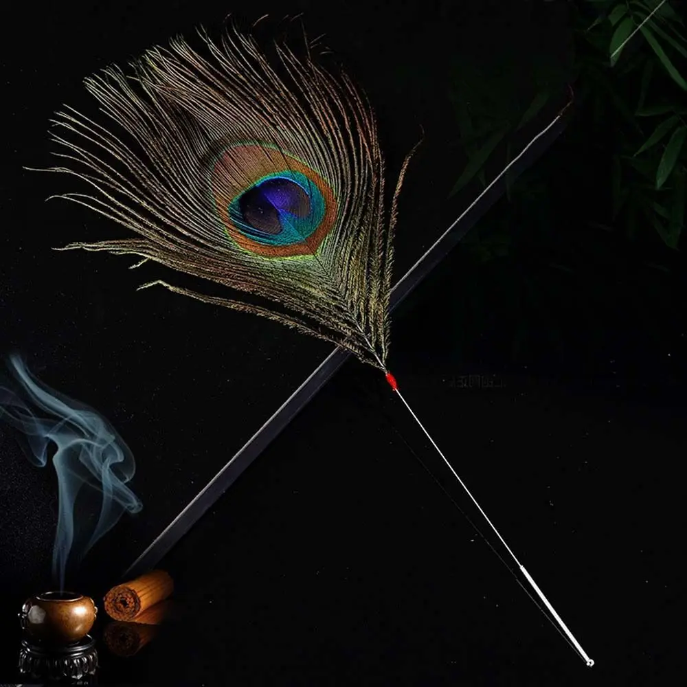 1 pz Peacock Feather Curette Health Care Silver Needle Earpick Ear Dig Tools Stick per la pulizia dell'orecchio