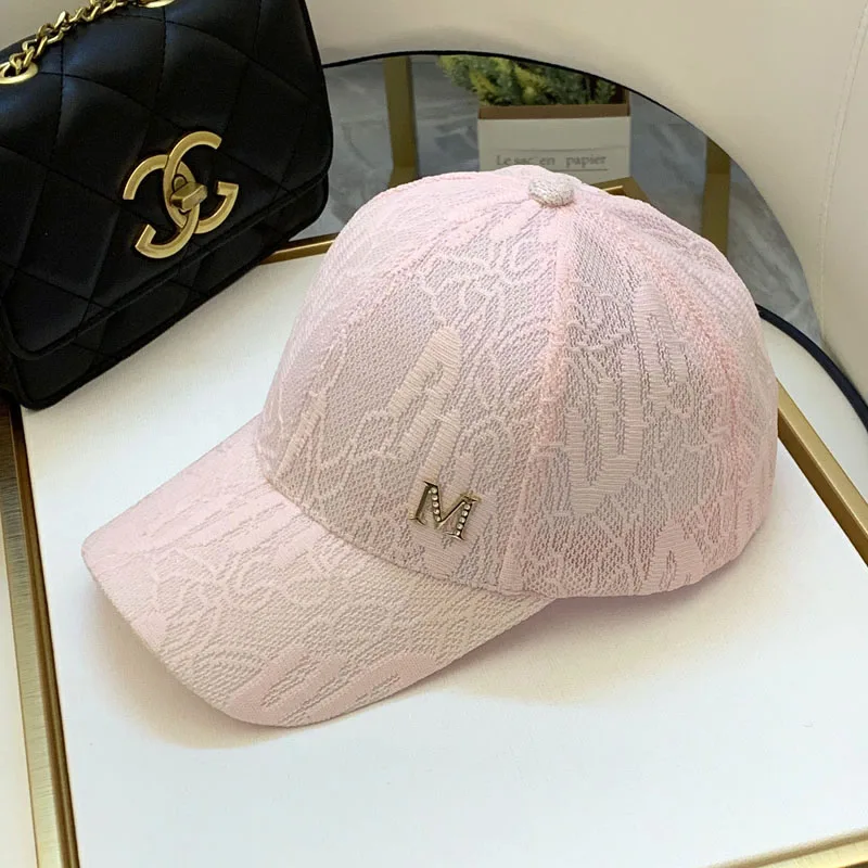 M Standard Hat Ladies Korean Summer Lace Baseball Cap Fashion Wild Sunscreen Lightweight Sun Hats Hollow Breathable Caps